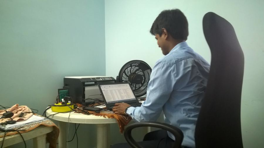 Sarath working from the Samarth apartment in the early days