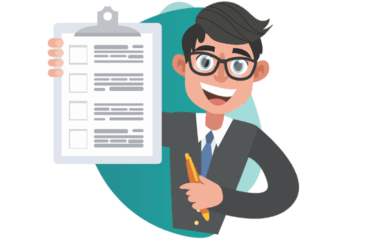 insurance broker -  vector image of man holding a notepad and smiling